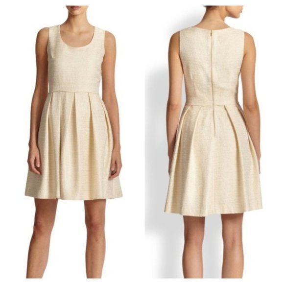 Shoshanna Gold Jacquard Melody Dress Size 6 - Picture 2 of 16